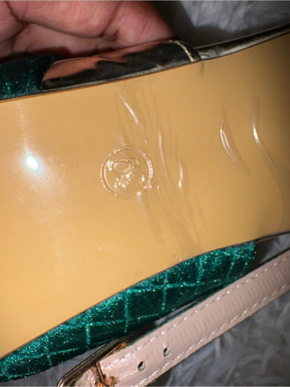 Emerald Green Velvet & Gold Platform Heels - Women